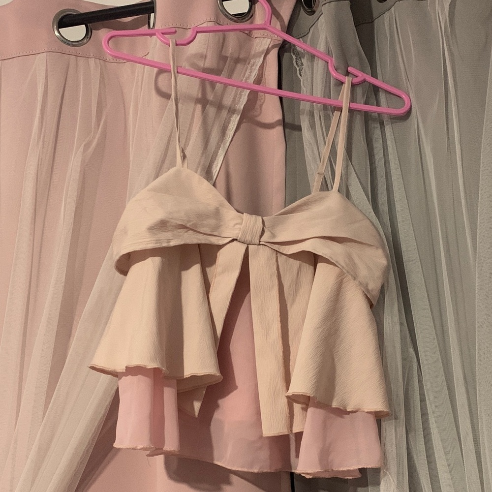 Pink Layered Bow Crop Top